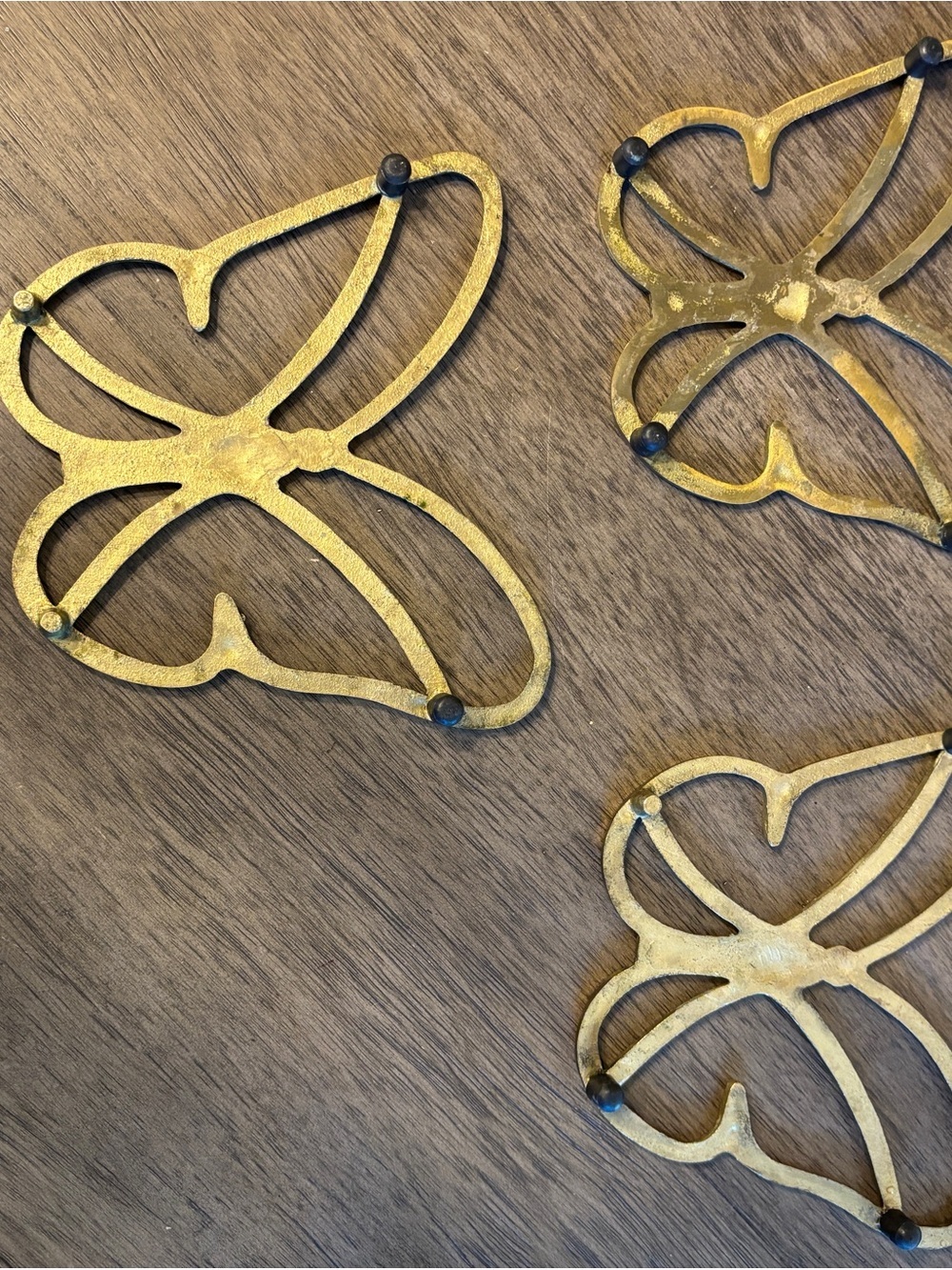 Set of 3 Vintage Brass Butterfly Trivets - Picture 4 of 7
